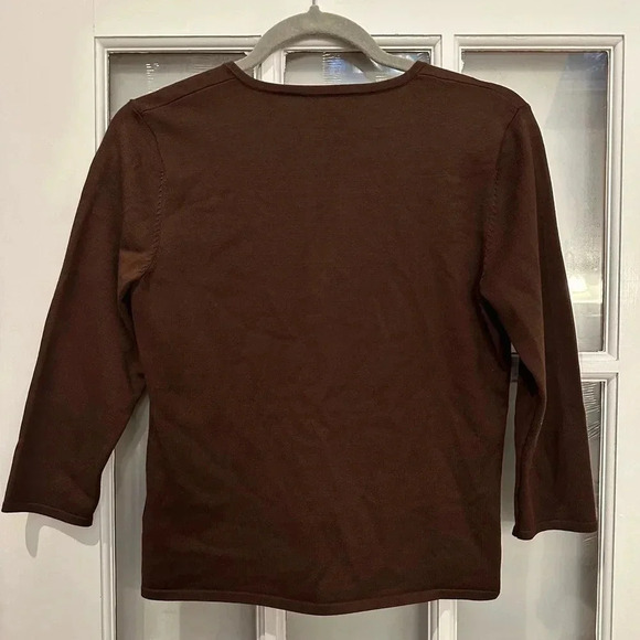 Lauren Ralph Lauren Black Label Classic Chocolate Brown Silk Top Size 0Petite 0P - Picture 2 of 6